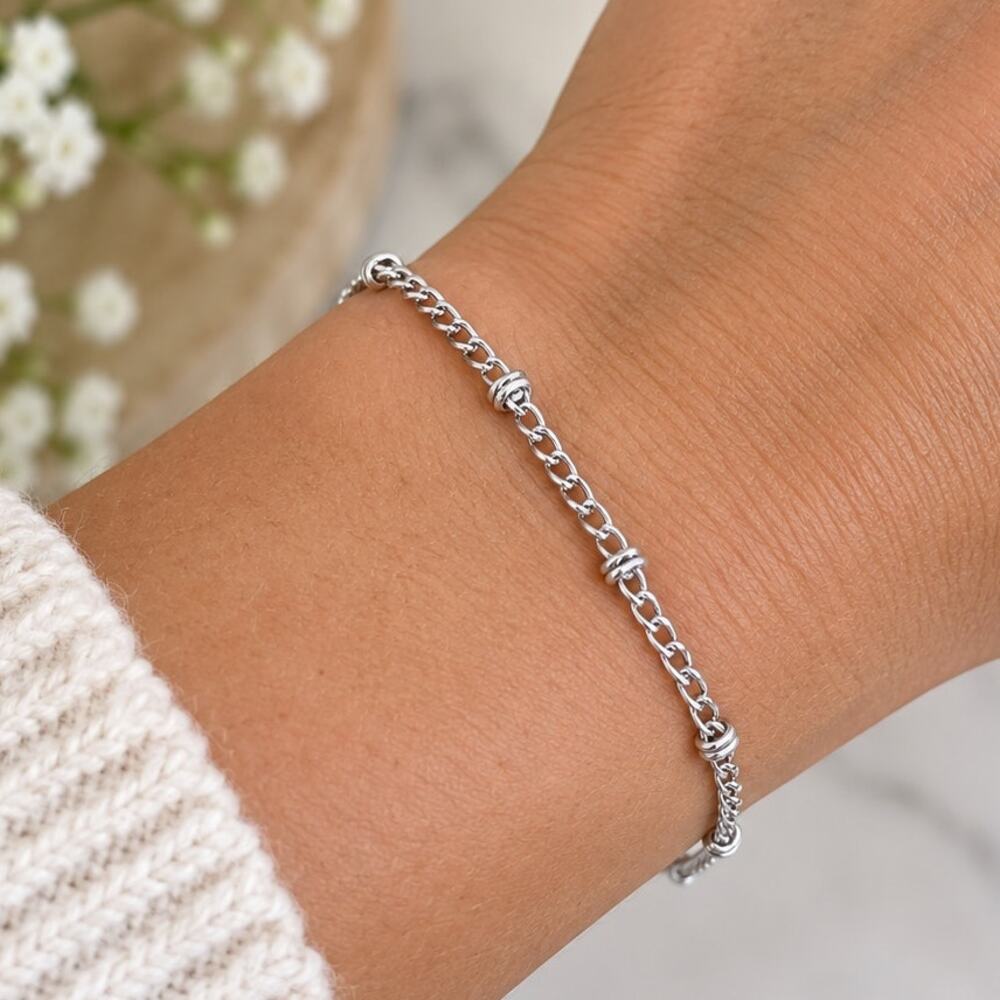 Silver Tone Adjustable Chain Bracelet with Lobster Clasp Minimalist Jewelry